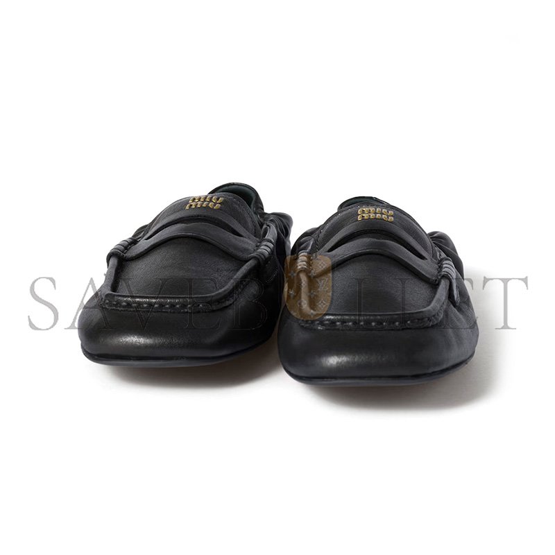 MIU MIU RUCHES NAPPA LEATHER LOAFERS 5D341E